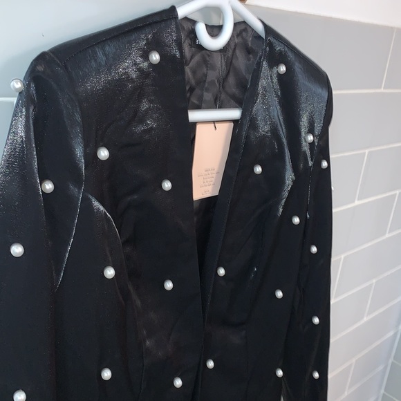 NWT SHEIN Frenchy Pearls Beaded Open Front Blazer - Picture 7 of 16